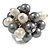 Grey/ Cream Faux Pearl Bead Cluster Ring in Silver Tone Metal - Adjustable 7/8 - view 6