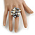 Grey/ Cream Faux Pearl Bead Cluster Ring in Silver Tone Metal - Adjustable 7/8 - view 2