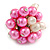Pink/ Cream Faux Pearl Bead Cluster Ring in Silver Tone Metal - Adjustable 7/8 - view 4