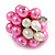 Pink/ Cream Faux Pearl Bead Cluster Ring in Silver Tone Metal - Adjustable 7/8 - view 5