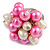 Pink/ Cream Faux Pearl Bead Cluster Ring in Silver Tone Metal - Adjustable 7/8 - view 2