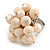 Milky Pink Glass Bead Cluster Ring in Silver Tone Metal - Adjustable 7/8 - view 3