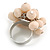 Milky Pink Glass Bead Cluster Ring in Silver Tone Metal - Adjustable 7/8 - view 6