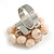 Milky Pink Glass Bead Cluster Ring in Silver Tone Metal - Adjustable 7/8 - view 7