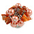Shell Nugget and Faux Pearl Cluster Bead Silver Tone Ring in Orange - 7/8 Size - Adjustable - view 5