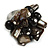 Shell Nugget and Faux Pearl Cluster Bead Silver Tone Ring in Black - 7/8 Size - Adjustable - view 2
