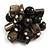 Shell Nugget and Faux Pearl Cluster Bead Silver Tone Ring in Black - 7/8 Size - Adjustable - view 4