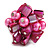 Shell Nugget and Faux Pearl Cluster Bead Silver Tone Ring in Pink - 7/8 Size - Adjustable - view 4