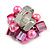 Shell Nugget and Faux Pearl Cluster Bead Silver Tone Ring in Pink - 7/8 Size - Adjustable - view 6