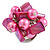 Shell Nugget and Faux Pearl Cluster Bead Silver Tone Ring in Pink - 7/8 Size - Adjustable - view 2