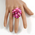 Shell Nugget and Faux Pearl Cluster Bead Silver Tone Ring in Pink - 7/8 Size - Adjustable - view 3