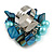 Shell Nugget and Faux Pearl Cluster Bead Silver Tone Ring in Teal/ Light Blue - 7/8 Size - Adjustable - view 4