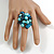 Shell Nugget and Faux Pearl Cluster Bead Silver Tone Ring in Teal/ Light Blue - 7/8 Size - Adjustable - view 3