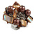 Shell Nugget and Faux Pearl Cluster Bead Silver Tone Ring in Brown - 7/8 Size - Adjustable - view 2