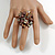 Shell Nugget and Faux Pearl Cluster Bead Silver Tone Ring in Brown - 7/8 Size - Adjustable - view 3