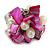 Deep Pink Sea Shell Nugget and Cream Faux Freshwater Pearl Cluster Silver Tone Ring - 7/8 Size - Adjustable - view 4
