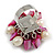 Deep Pink Sea Shell Nugget and Cream Faux Freshwater Pearl Cluster Silver Tone Ring - 7/8 Size - Adjustable - view 5