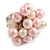 Light Pink/ Cream Faux Pearl Bead Cluster Ring in Silver Tone Metal - Adjustable 7/8 - view 4