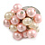 Light Pink/ Cream Faux Pearl Bead Cluster Ring in Silver Tone Metal - Adjustable 7/8