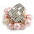 Light Pink/ Cream Faux Pearl Bead Cluster Ring in Silver Tone Metal - Adjustable 7/8 - view 5