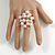 Light Pink/ Cream Faux Pearl Bead Cluster Ring in Silver Tone Metal - Adjustable 7/8 - view 3