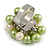 Lime Green/ Cream Faux Pearl Bead Cluster Ring in Silver Tone Metal - Adjustable 7/8 - view 5