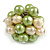 Lime Green/ Cream Faux Pearl Bead Cluster Ring in Silver Tone Metal - Adjustable 7/8 - view 6