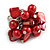 Shell Nugget and Faux Pearl Cluster Bead Silver Tone Ring in Red - 7/8 Size - Adjustable - view 2