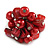 Shell Nugget and Faux Pearl Cluster Bead Silver Tone Ring in Red - 7/8 Size - Adjustable - view 4