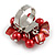 Shell Nugget and Faux Pearl Cluster Bead Silver Tone Ring in Red - 7/8 Size - Adjustable - view 5