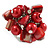 Shell Nugget and Faux Pearl Cluster Bead Silver Tone Ring in Red - 7/8 Size - Adjustable - view 6