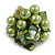 Shell Nugget and Faux Pearl Cluster Bead Silver Tone Ring in Green - 7/8 Size - Adjustable - view 5