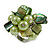Shell Nugget and Faux Pearl Cluster Bead Silver Tone Ring in Green - 7/8 Size - Adjustable - view 7