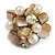 Shell Nugget and Faux Pearl Cluster Bead Silver Tone Ring in Cream/ Antique White - 7/8 Size - Adjustable - view 5