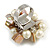 Shell Nugget and Faux Pearl Cluster Bead Silver Tone Ring in Cream/ Antique White - 7/8 Size - Adjustable - view 4