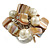Shell Nugget and Faux Pearl Cluster Bead Silver Tone Ring in Cream/ Antique White - 7/8 Size - Adjustable - view 2