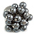 Grey Faux Pearl Bead Cluster Ring in Silver Tone Metal - Adjustable 7/8 - view 4