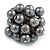 Grey Faux Pearl Bead Cluster Ring in Silver Tone Metal - Adjustable 7/8 - view 5
