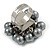 Grey Faux Pearl Bead Cluster Ring in Silver Tone Metal - Adjustable 7/8 - view 6