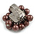 Brown Faux Pearl Bead Cluster Ring in Silver Tone Metal - Adjustable 7/8 - view 6