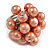 Peach Orange Faux Pearl Bead Cluster Ring in Silver Tone Metal - Adjustable 7/8 - view 5