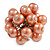 Peach Orange Faux Pearl Bead Cluster Ring in Silver Tone Metal - Adjustable 7/8 - view 2