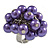 Purple Faux Pearl Bead Cluster Ring in Silver Tone Metal - Adjustable 7/8