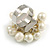 White Faux Pearl Bead Cluster Ring in Silver Tone Metal - Adjustable 7/8 - view 6