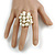 White Faux Pearl Bead Cluster Ring in Silver Tone Metal - Adjustable 7/8 - view 4