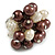 Brown/ Cream Faux Pearl Bead Cluster Ring in Silver Tone Metal - Adjustable 7/8 - view 4