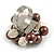 Brown/ Cream Faux Pearl Bead Cluster Ring in Silver Tone Metal - Adjustable 7/8 - view 6