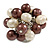 Brown/ Cream Faux Pearl Bead Cluster Ring in Silver Tone Metal - Adjustable 7/8 - view 2