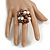 Brown/ Cream Faux Pearl Bead Cluster Ring in Silver Tone Metal - Adjustable 7/8 - view 3
