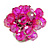 Magenta Pink Glass Bead Cluster Ring in Silver Tone Metal - Adjustable 7/8 - view 2